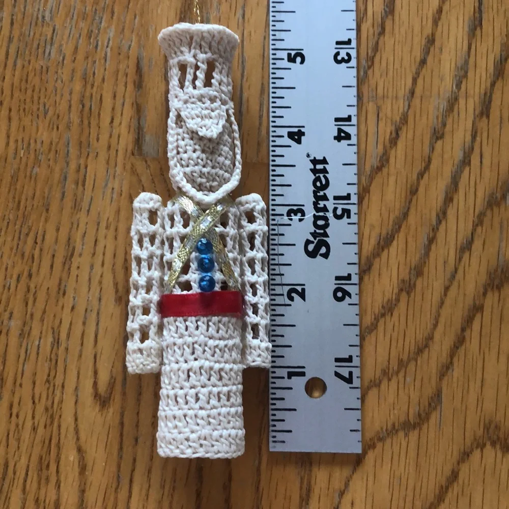 Set of 4 crocheted Christmas ornaments- Angel, tree, bells,drummer